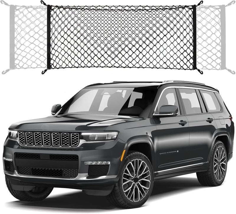 Omocyra Envelope Style Trunk Cargo Net Compatible with Jeep Grand Cherokee New 2026 2025 2024 2023 2022, Grand Cherokee L 2026 2025 2024 2023 2022 (5 &7 Seats) SUV Nylon Car Rear Mesh Tailgate Netting - Image 1